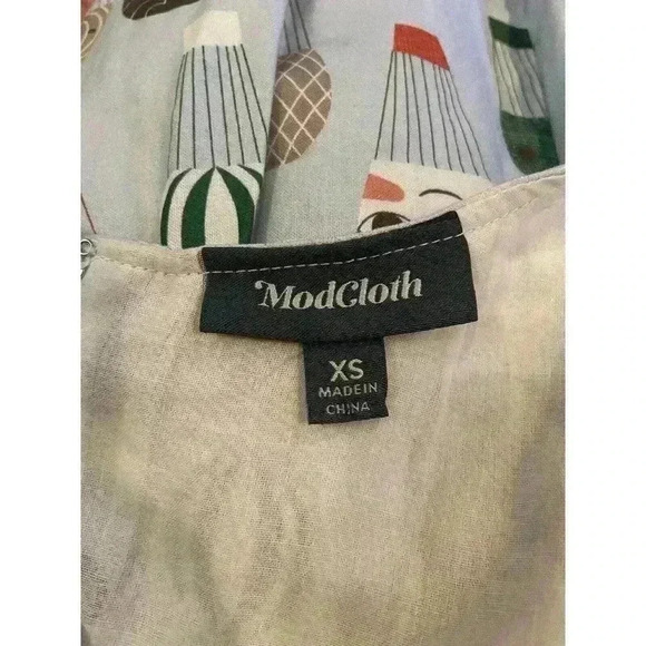 Modcloth Dress Hot Air Balloon Retro Vintage XS Midi Fit Flare Sleeveless 0 2 - Picture 4 of 4